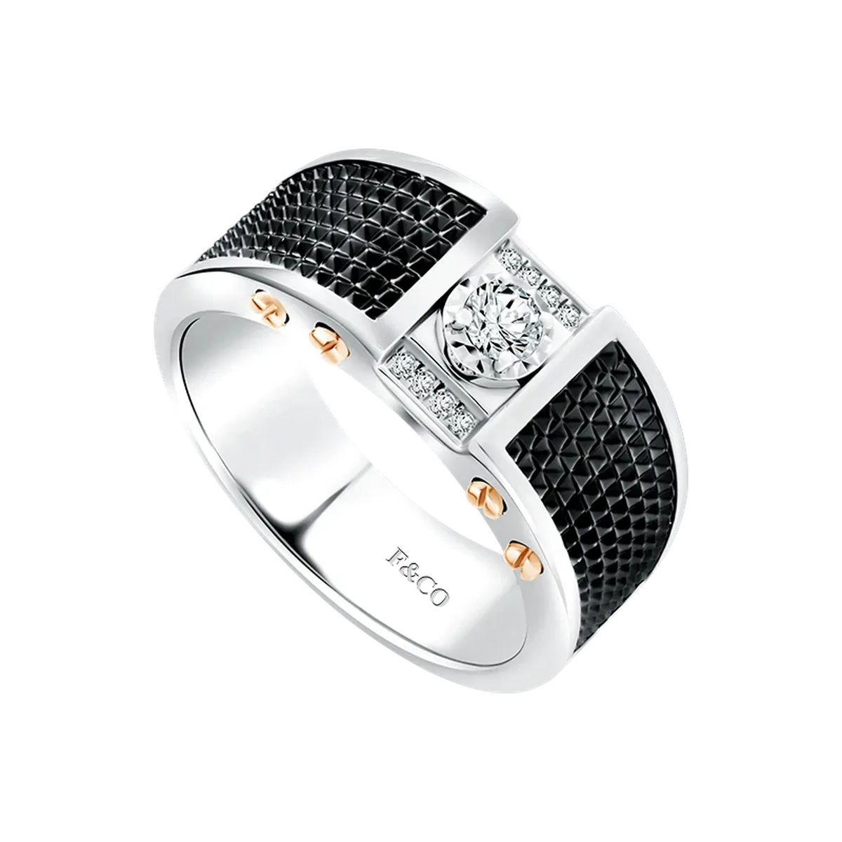 El Primo Solitaire Model Cincin Pria Klasik Berlian & Black Rhodium Desain Timeless