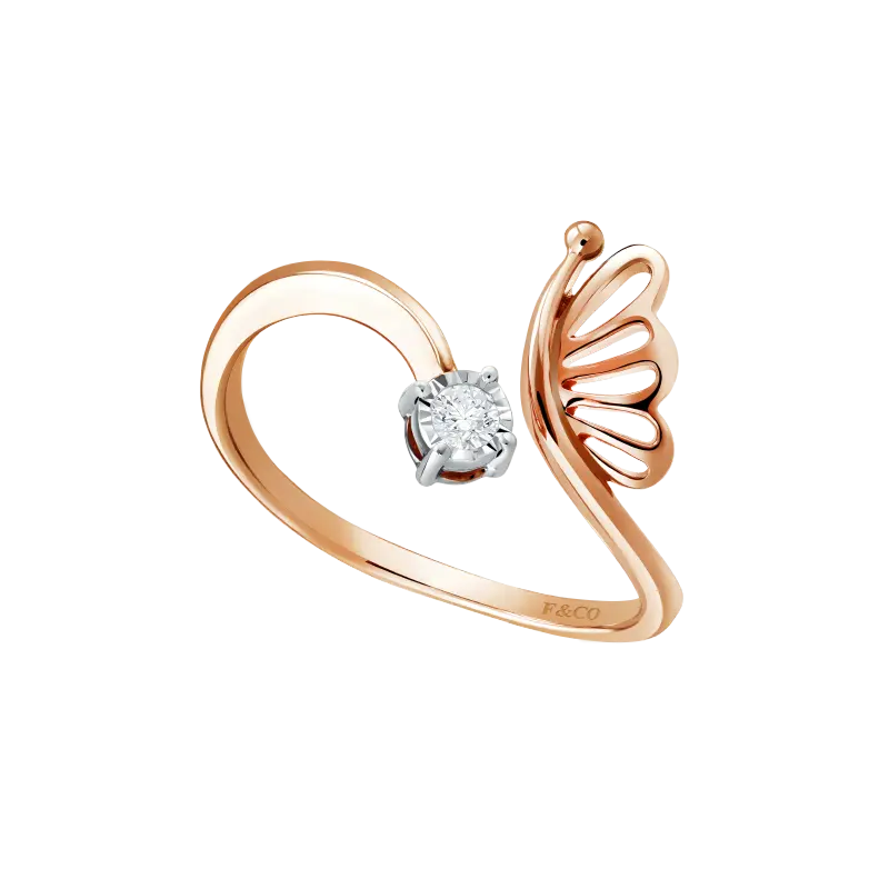 Fairy Avery Ladies Ring dengan Solitaire Diamond dan Desain Berbentuk Hati