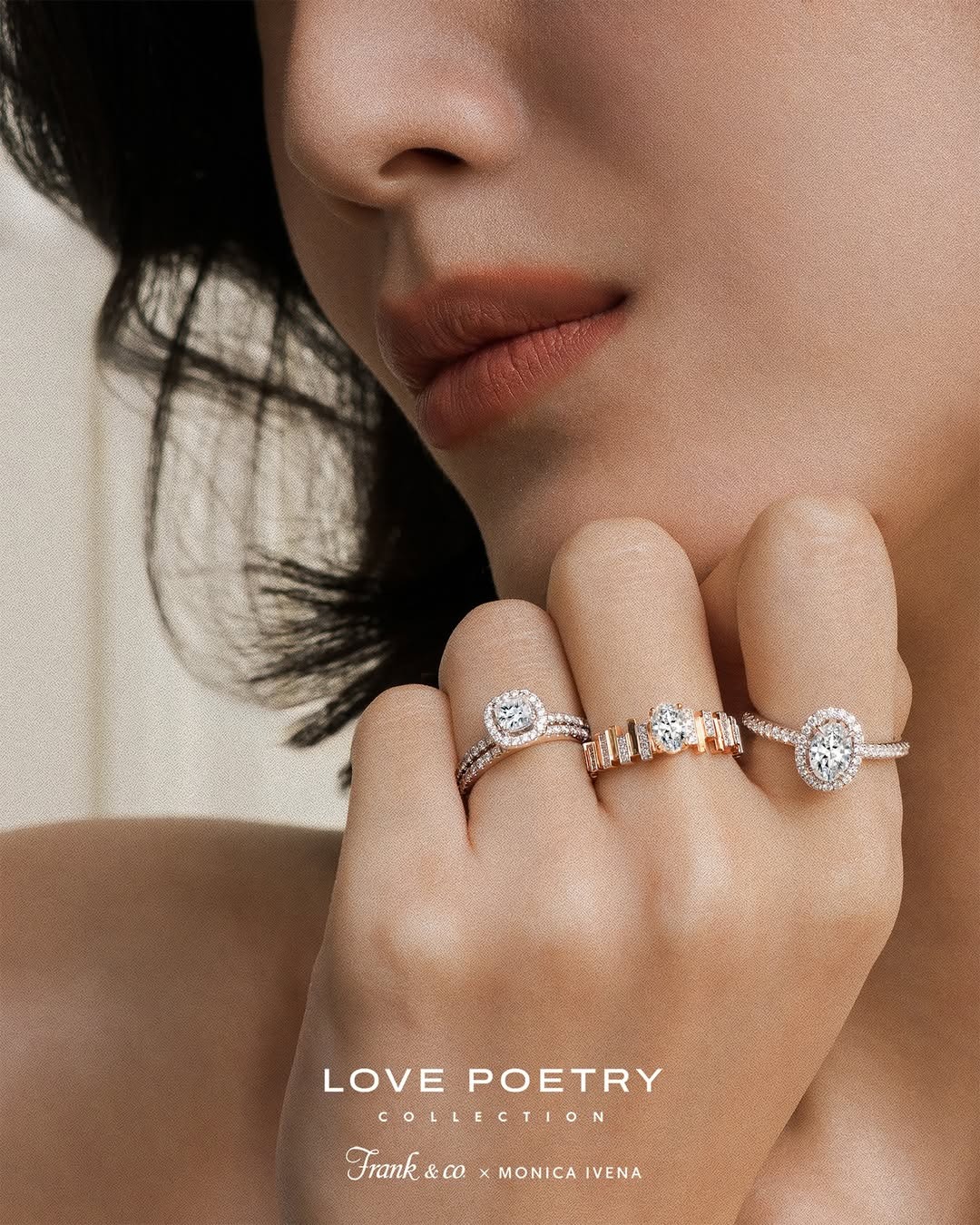 Promise Ring Natural Diamond dengan Potongan Berlian Oval dan Cushion