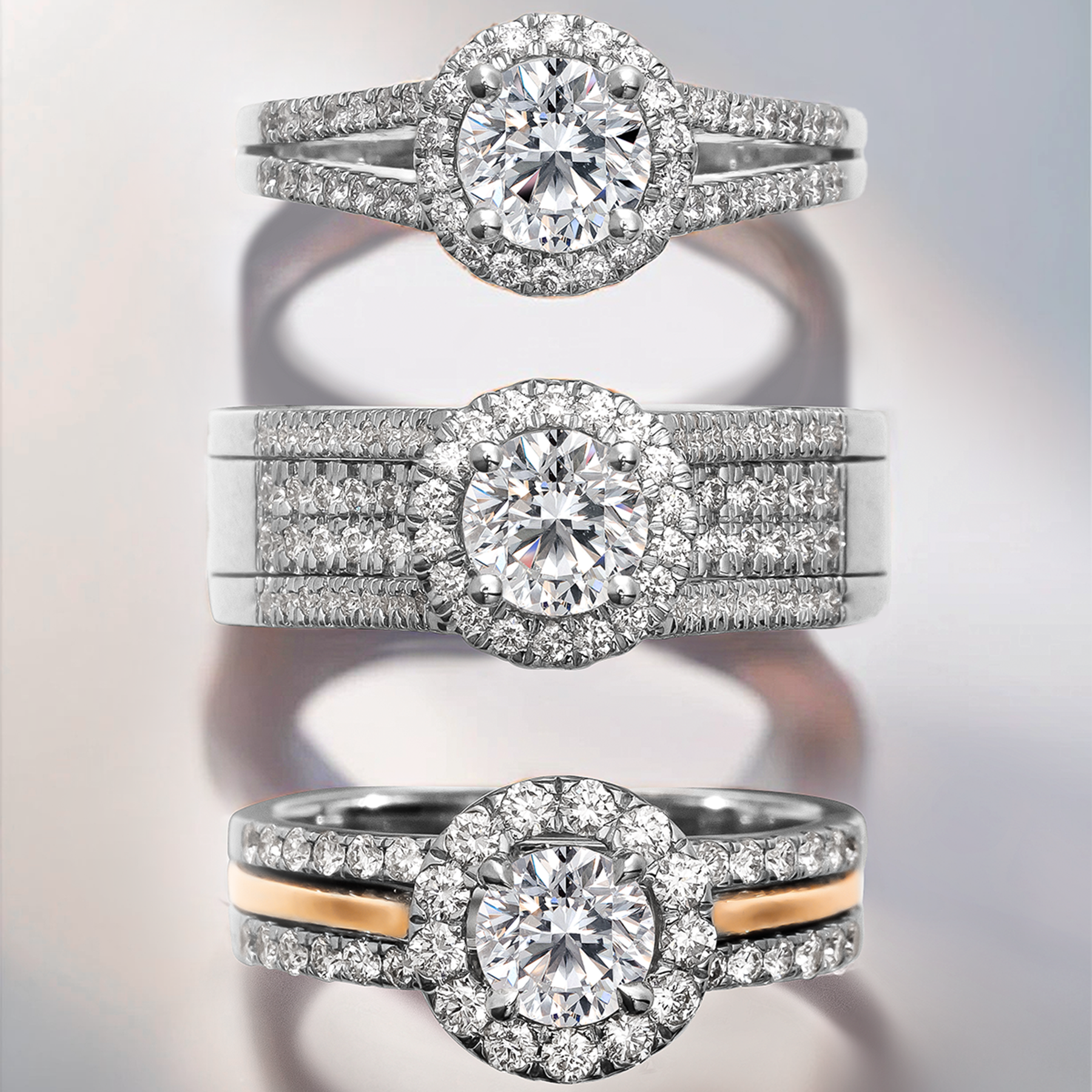 Cincin Tunangan Model Halo yang Penuh Kemewahan Karena Dikelilingi Berlian Mungil