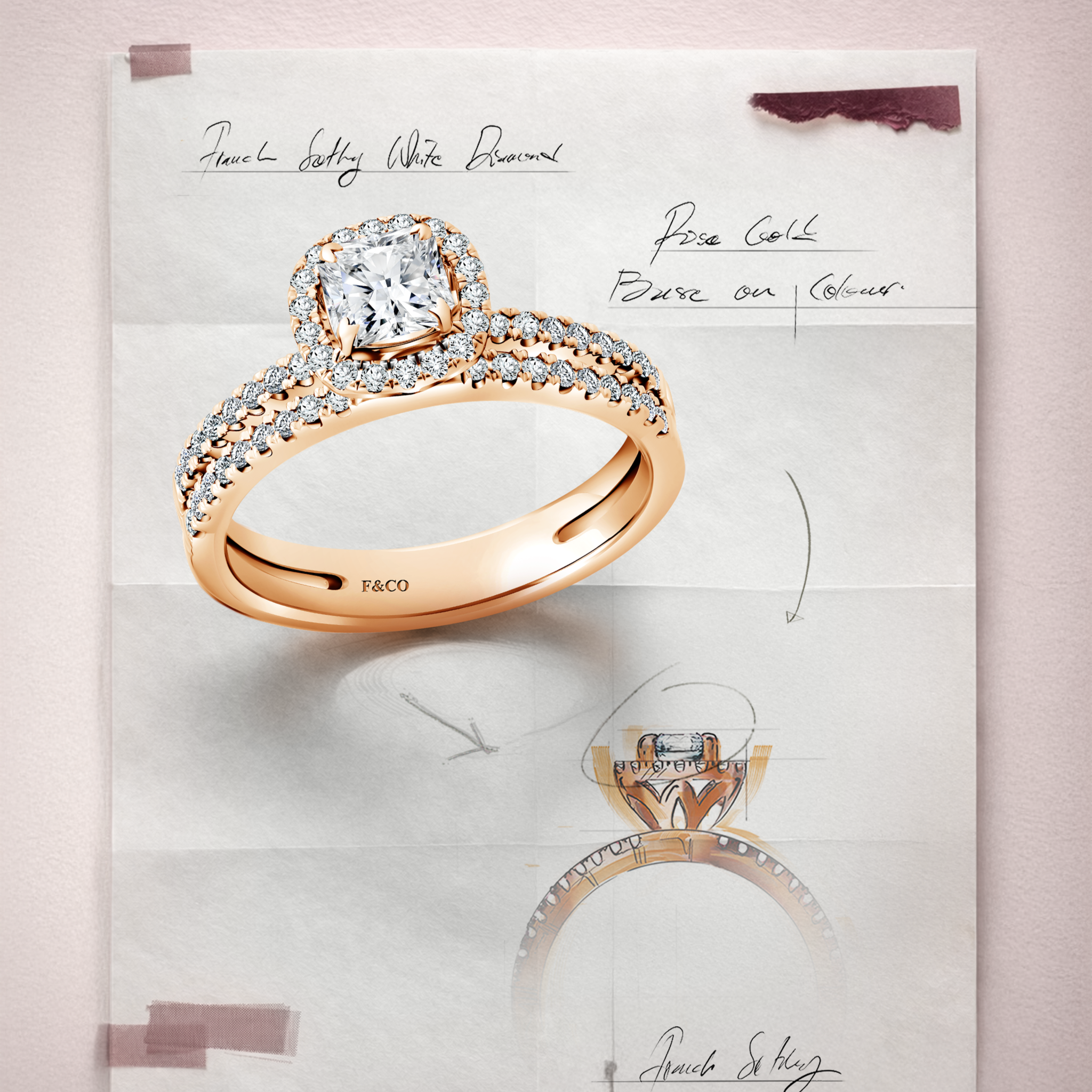 Pesona Promise Ring Natural Diamond dengan Cushion Cut Diamond