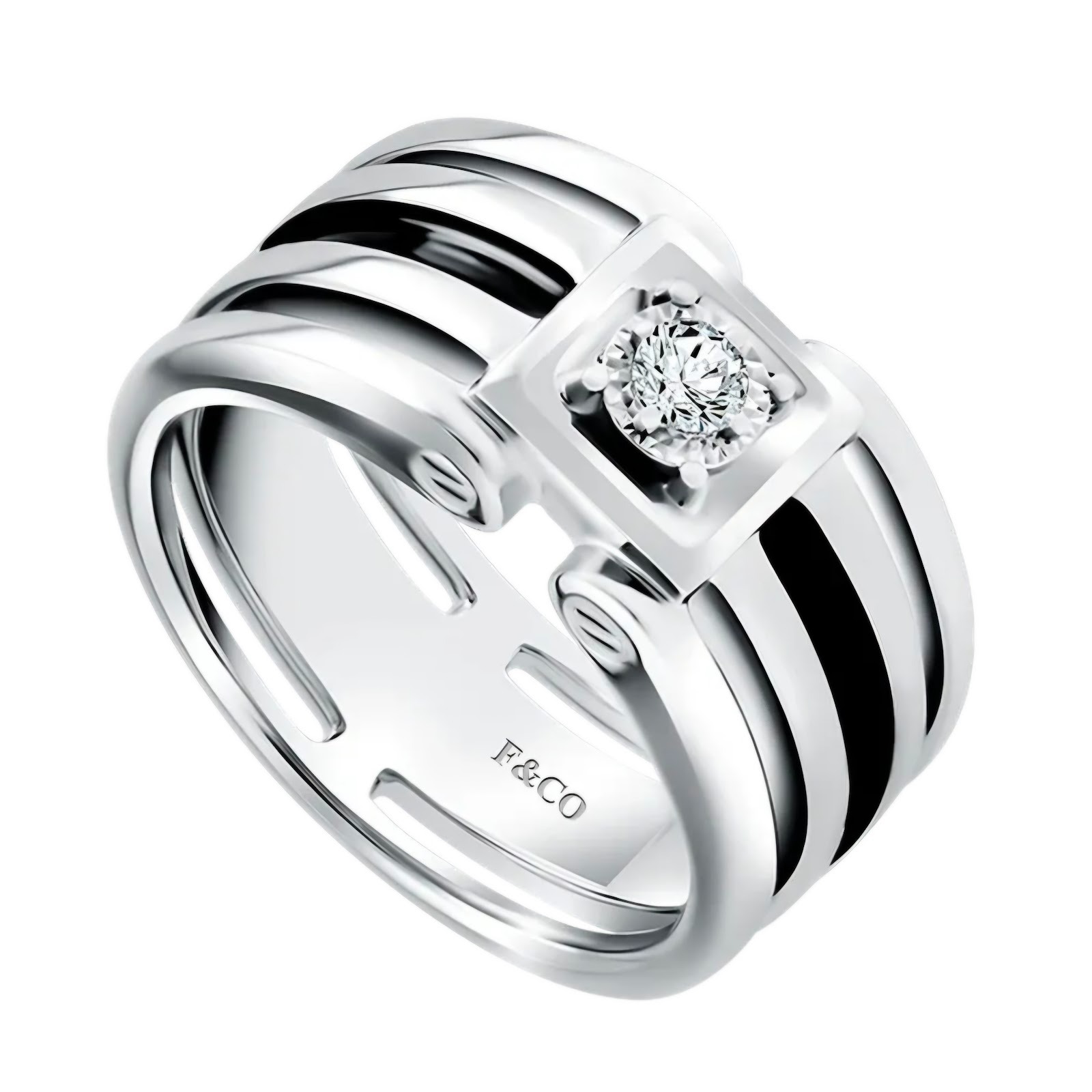 Model Cincin Berlian Pria Terbaru Berhias Black Rhodium Frank & co.