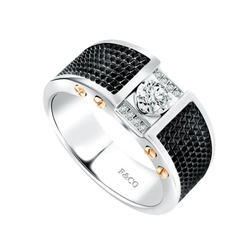 Cincin Pria dengan Black Rhodium dari Frank & co.