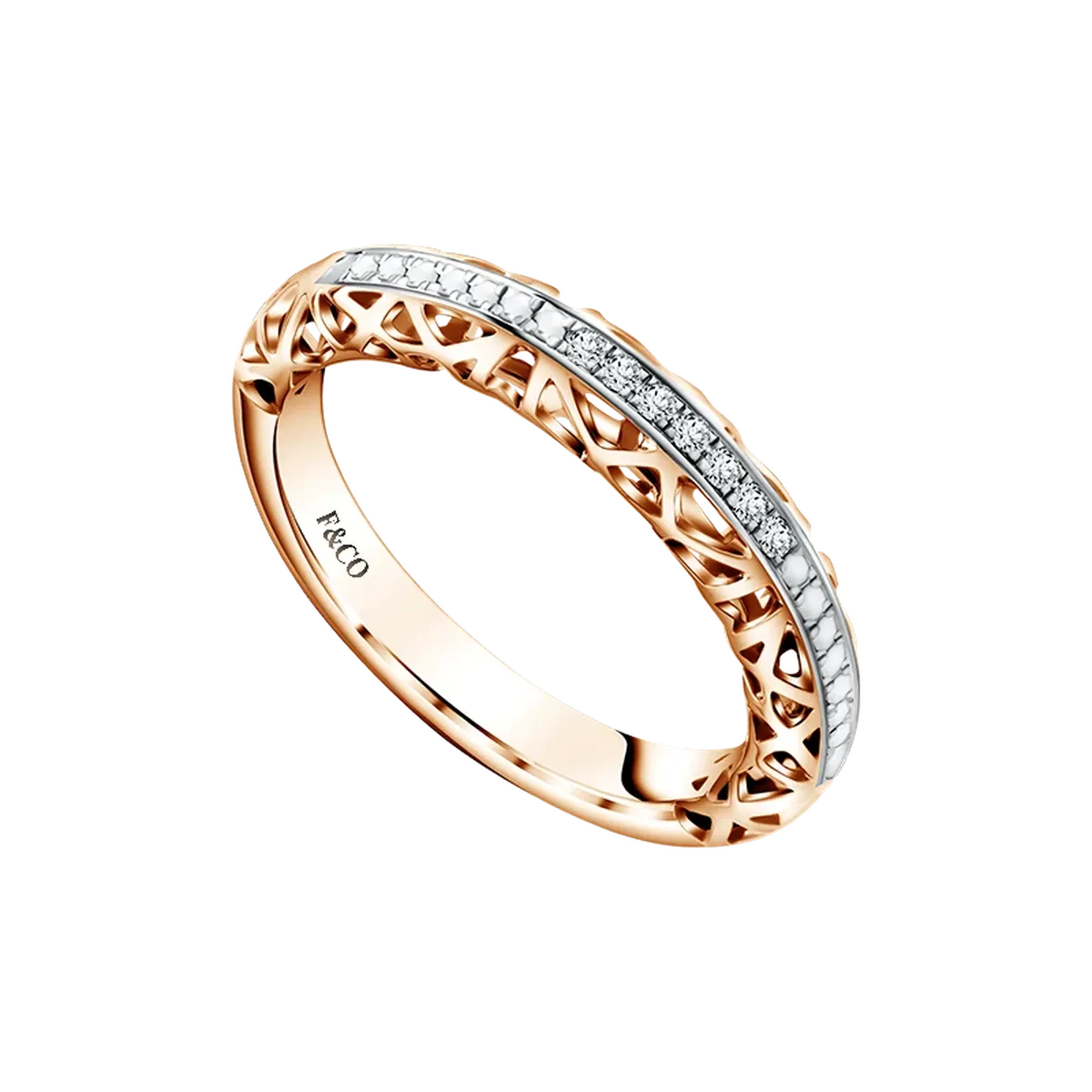 Cincin Palma Rose Gold dengan Desain Modern dan Sentuhan Geometris Elegan