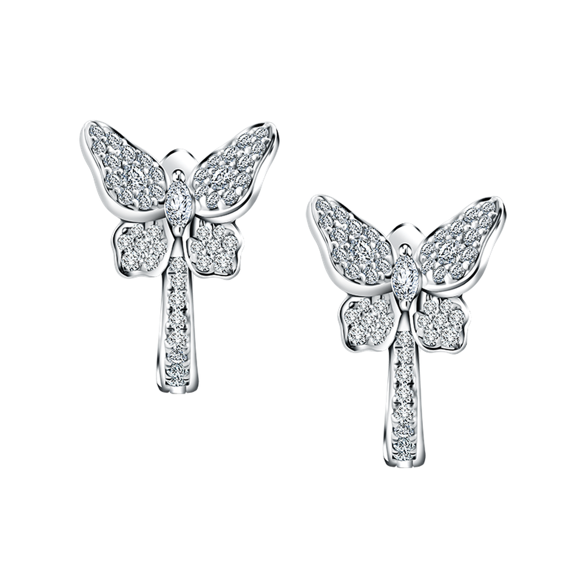 Flutter Dreams Earrings Anting Berlian Stud Minimalis Berhiaskan Kupu-Kupu untuk Tampilan Daily Elegant