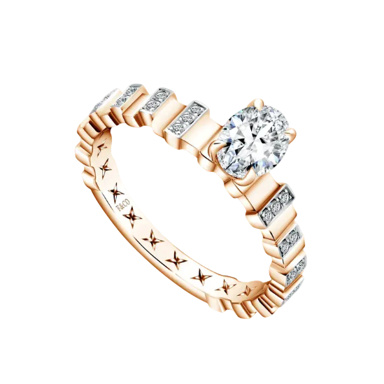 Diamond Rings Love Poetry dengan Natural Diamond Oval Shape yang Memukau