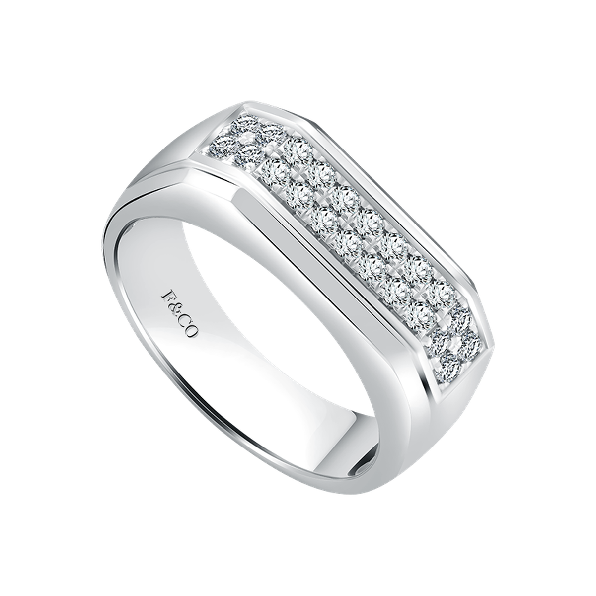 Cincin Berlian Pria Stride Klasik Emas Putih Minimalis Untuk Momen Pernikahan