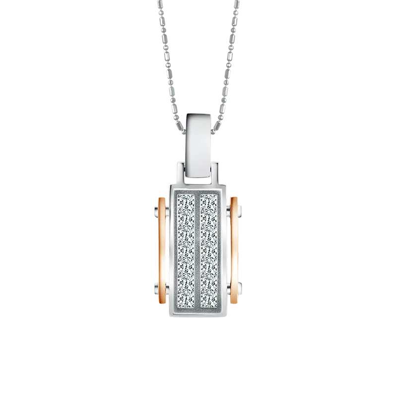 Kalung Pria Frank & co. Two Tone Prince Pendant dengan Natural Diamond F VVS