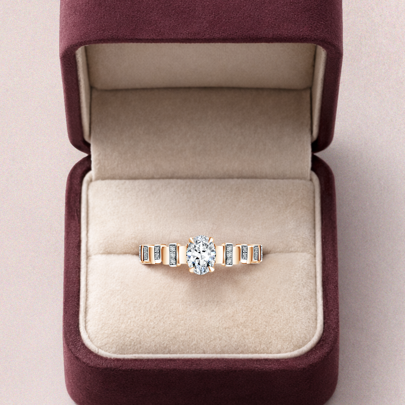 Promise Ring Love Poetry Frank & co. dengan Natural Diamond Oval Cut