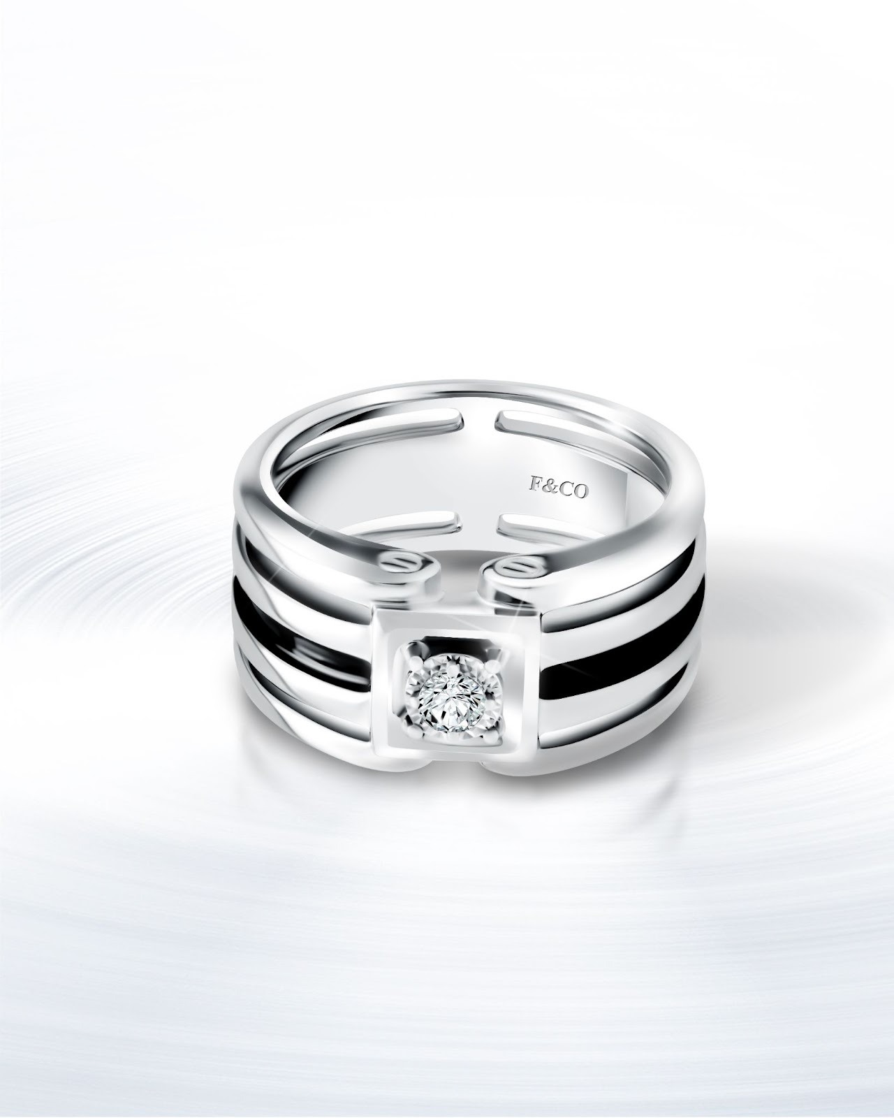 Cincin Pria Black Rhodium dengan Desain Elegan dan Tampilan Maskulin Berkilau Gelap