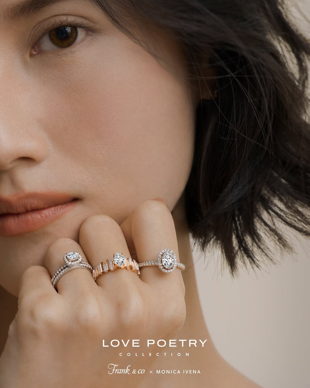 Cincin Berlian Alami Frank & co. dengan Potongan Berbentuk Oval dan Cushion