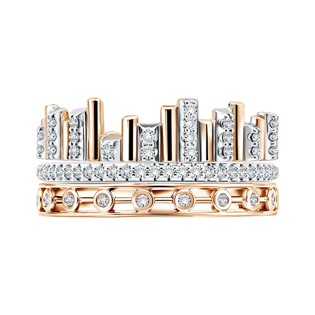 Desain Stacking pada Cincin Diamond Love Poetry dengan Siluet Sculptural