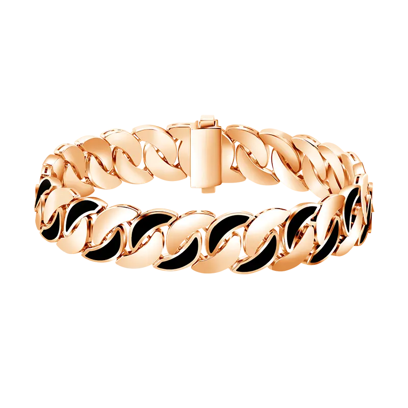 Frank Gold Sorento Weave with Black Enamel Bracelet yang Bold dan Distinctive