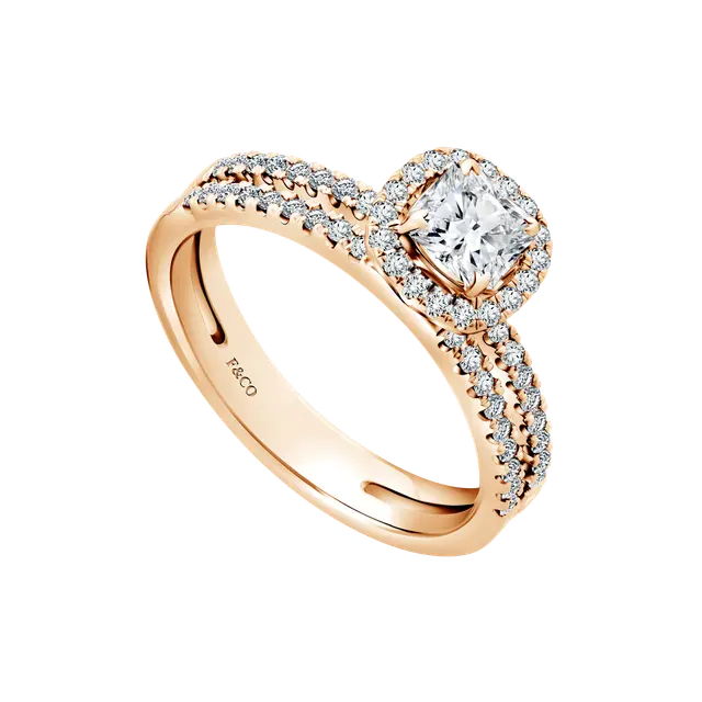 Promise Ring Prismata Ladies Ring dengan Berlian Berbentuk Cushion