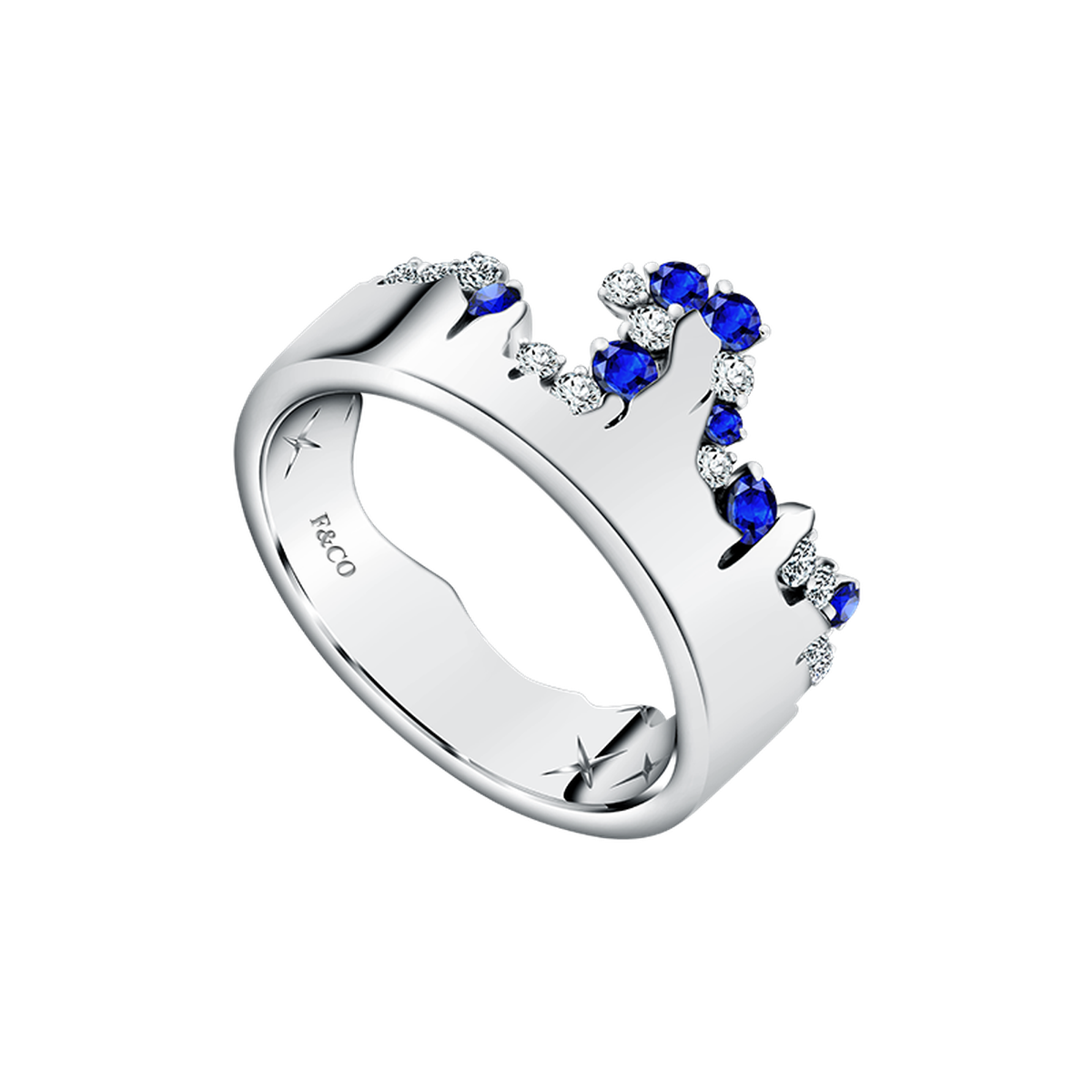 Love Poetry Marea Couple Ring Untuk Wanita dengan Desain Mahkota Berlian dan Blue Sapphire