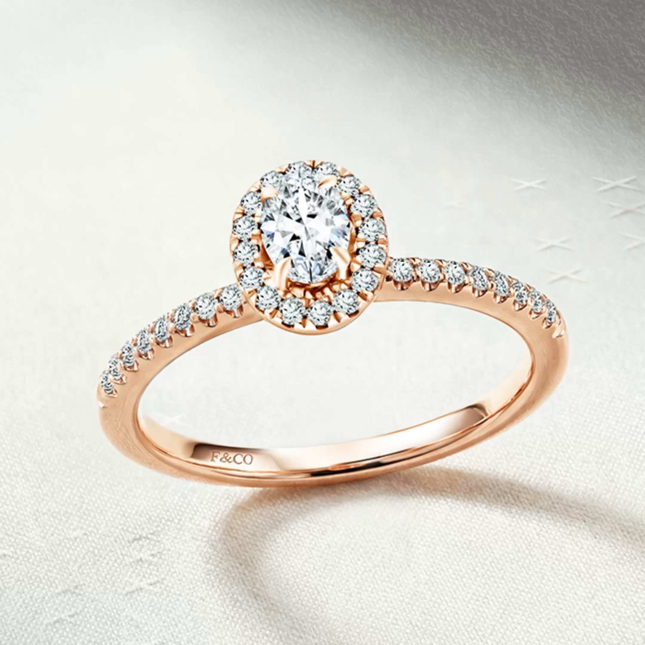 Promise Ring Frank & co. Love Poetry Natural Diamond Oval Cut Elegan