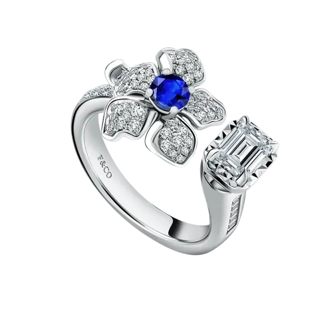 Jardin des Roses Ladies Ring dengan Detail Berlian dan Ruby dari Fleur de Frank