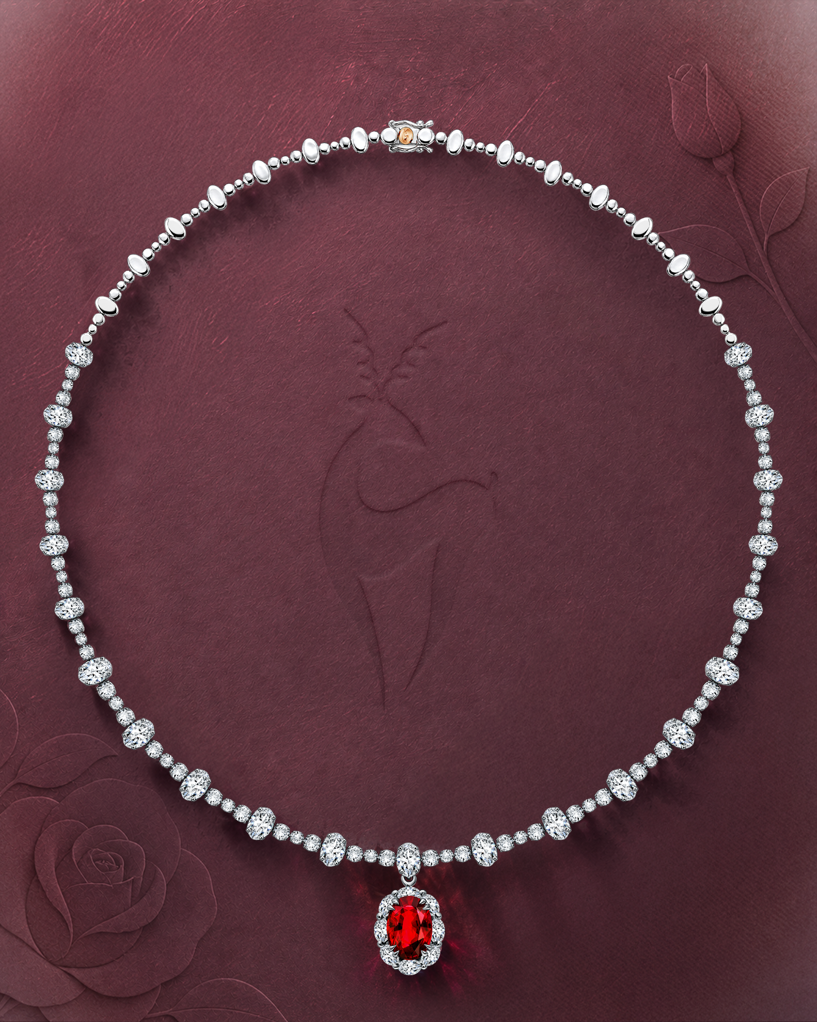 Kalung Emas Putih dengan Precious Stone untuk Bridal Look yang Mewah dan Berkelas.