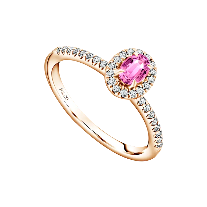 Desain Promise Ring Frank & co. dengan Natural Diamond dan Pink Sapphire