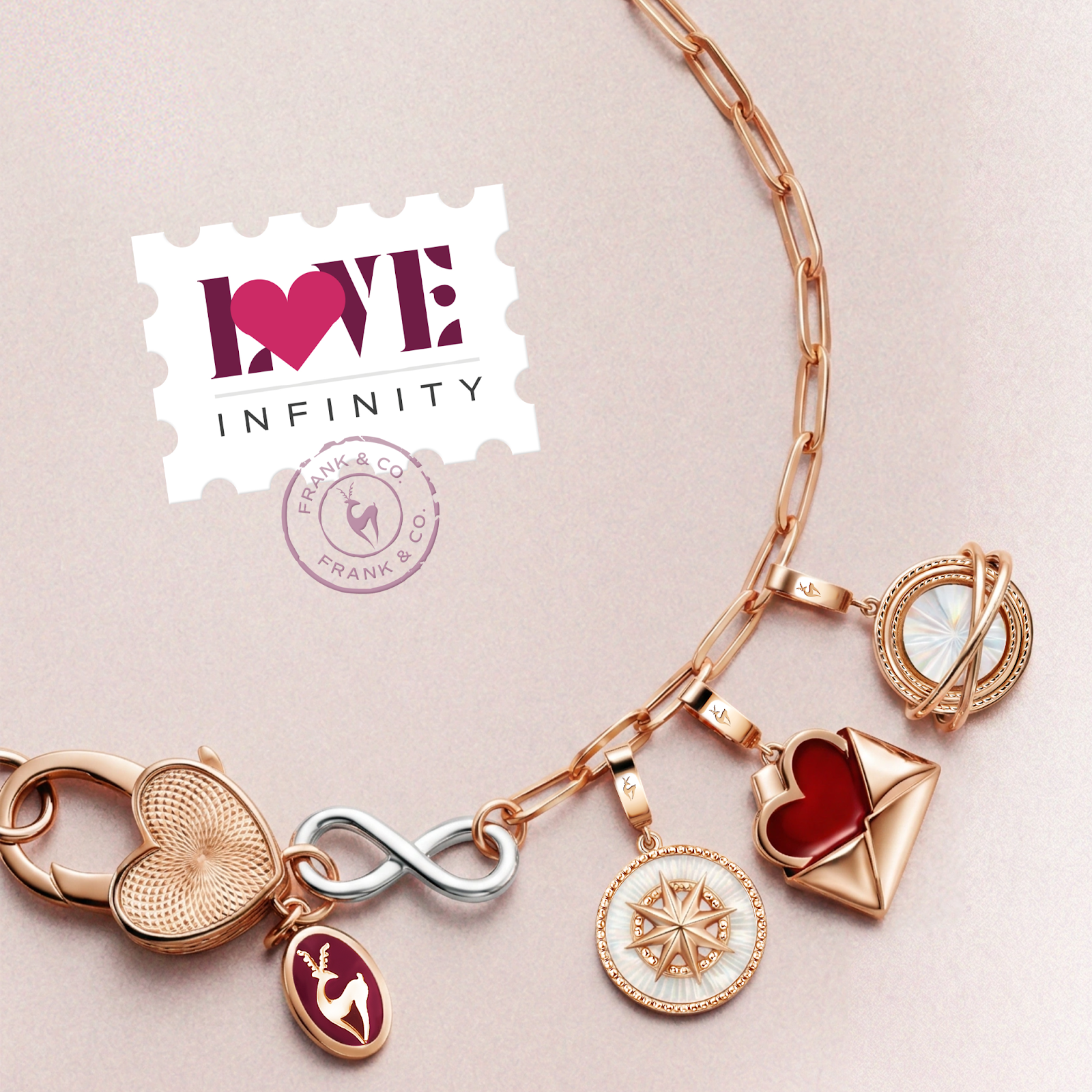 Love Infinity Frank & co. Gelang Emas Beragam Charm Bentuk Hati