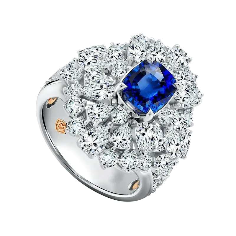 Cincin Blue Sapphire MONDIAL Berhiaskan Natural Diamonds