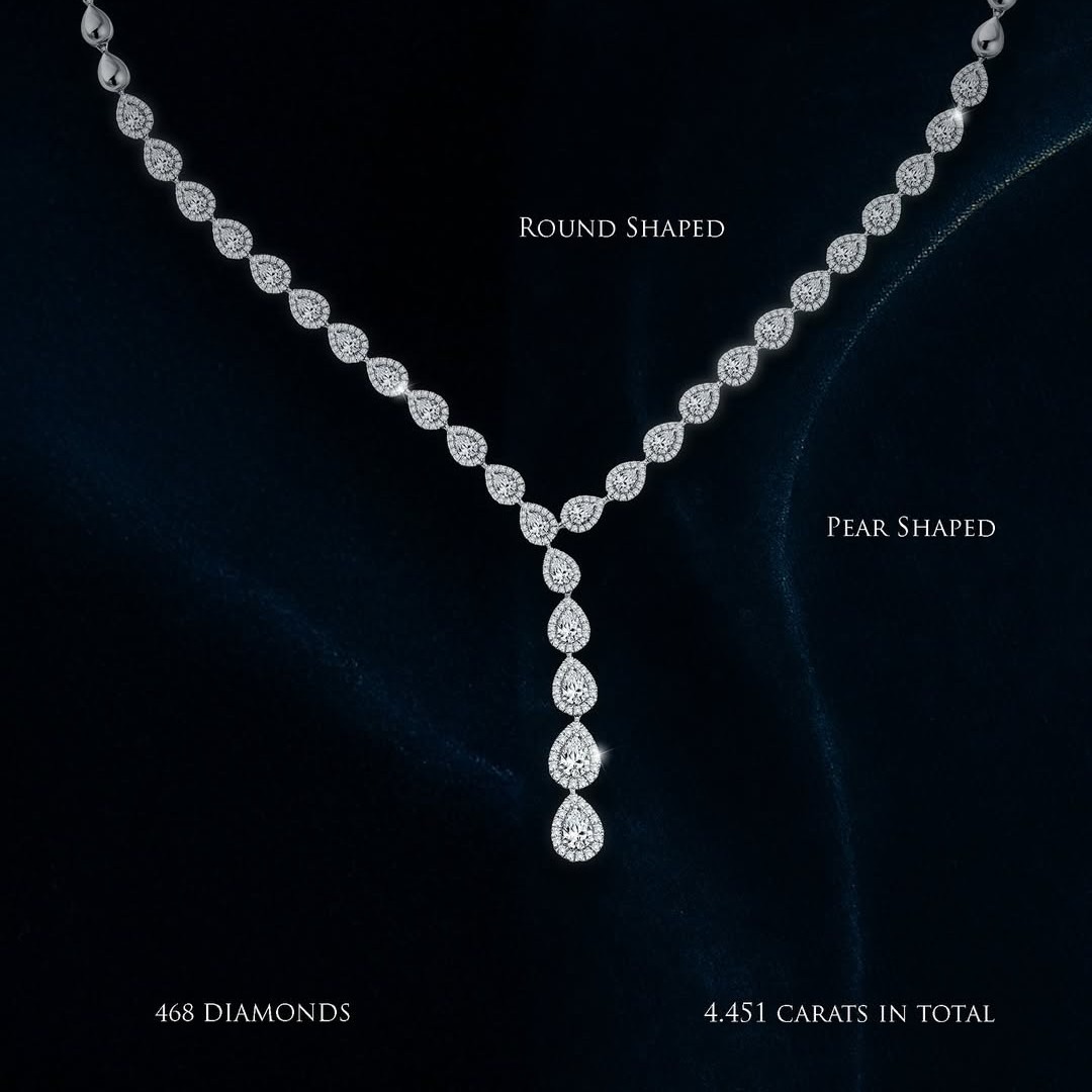 Kalung Berlian dengan Fancy Shape Pear dan Round MONDIAL yang Dipakai Anya Geraldine