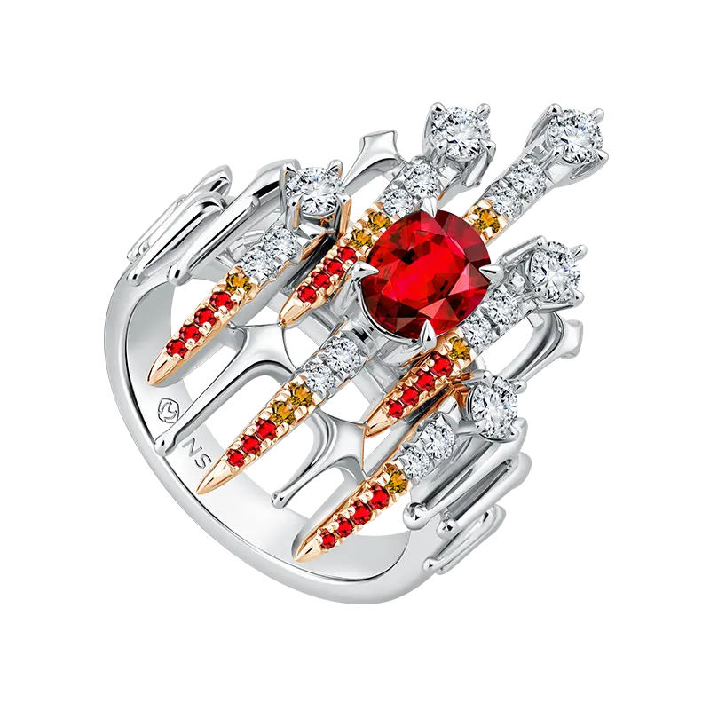 Phoenix Trail Ladies Ring dengan Ruby dan Berlian MONDIAL