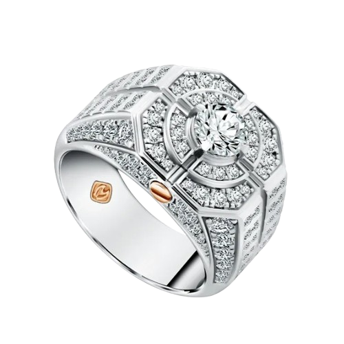 Desain Cincin Pria Bold dengan Berlian MONDIAL