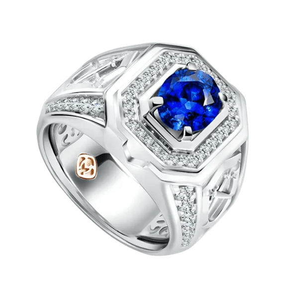 Kemewahan Model Cincin Pria Blue Sapphire dari MONDIAL Realms