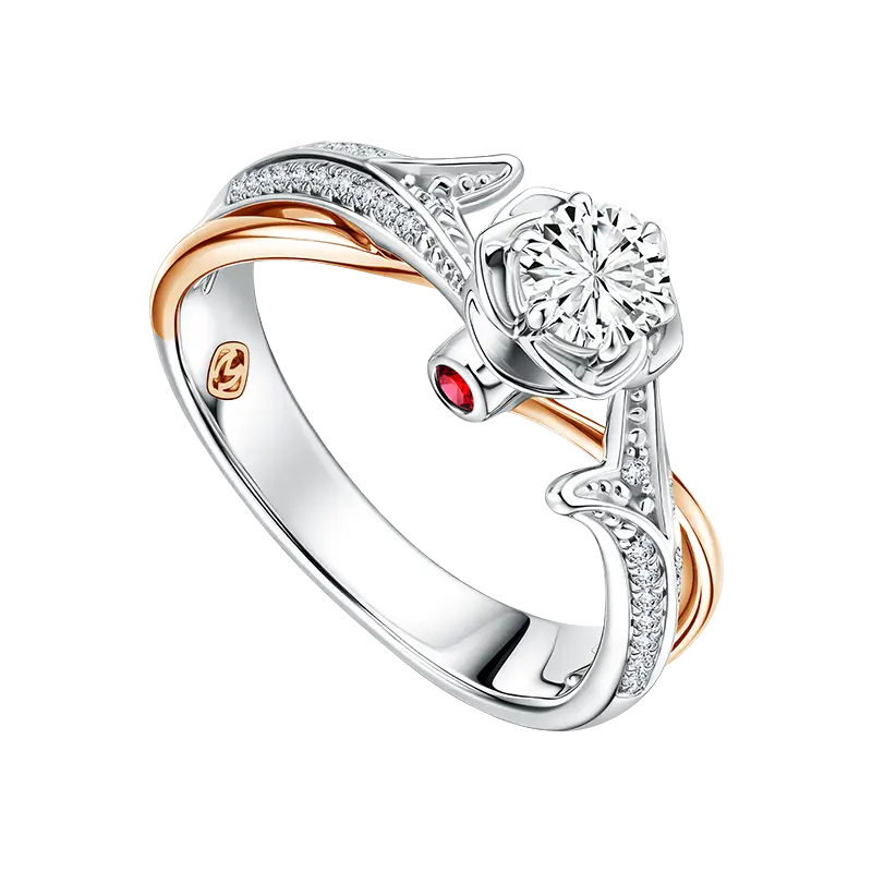 Round Cut Brilliant Diamond pada Koleksi Cincin Tunangan Brilliant Rose