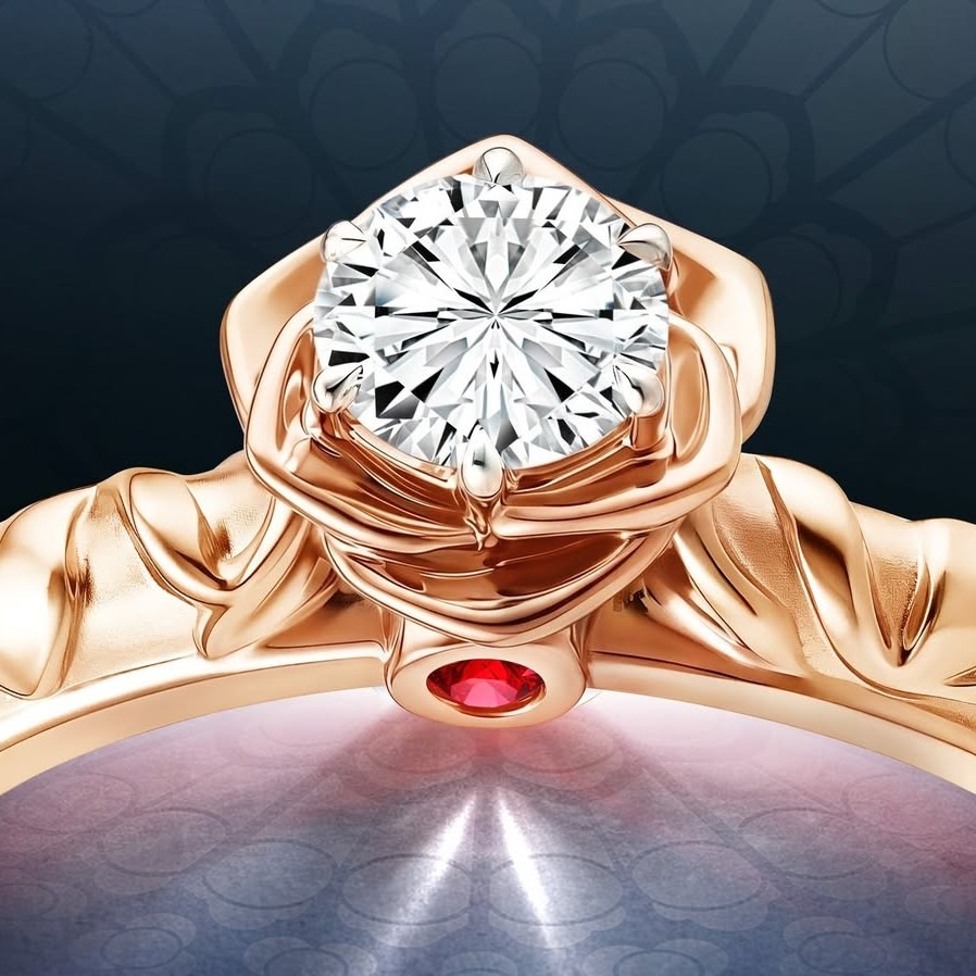 Cincin Berlian Brilliant Rose dengan Desain The Rosace of Notre Dame