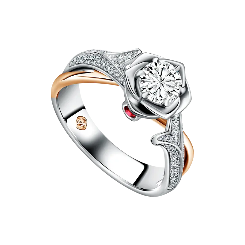 Detail Natural Ruby pada Mounting Cincin untuk Lamaran Brilliant Rose