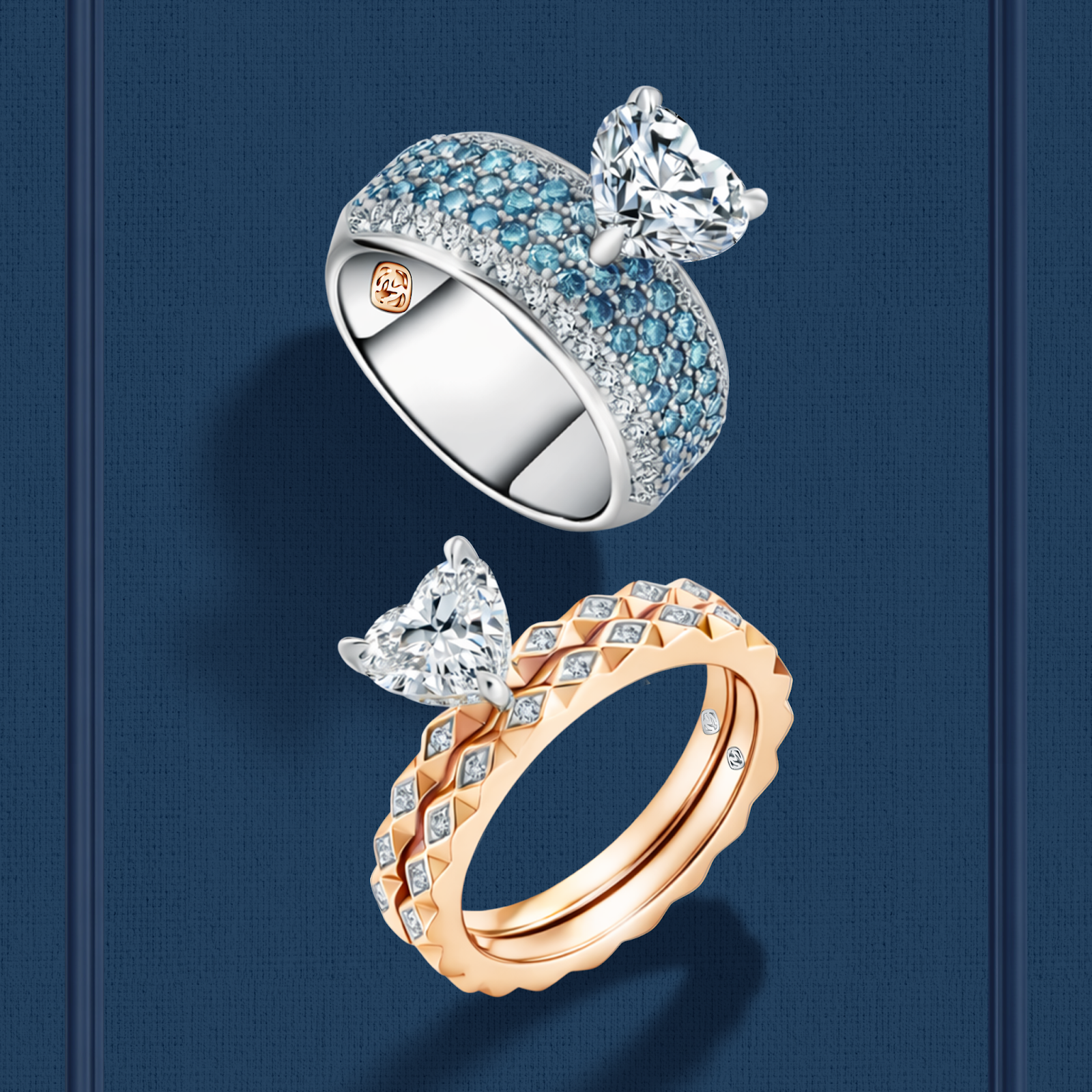 Heart Shaped Diamond Stacking Ring Elegan dari MONDIAL