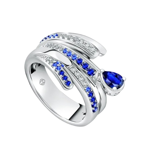 Pesona Kilau dan Warna Blue Sapphire and Diamond Ring MONDIAL