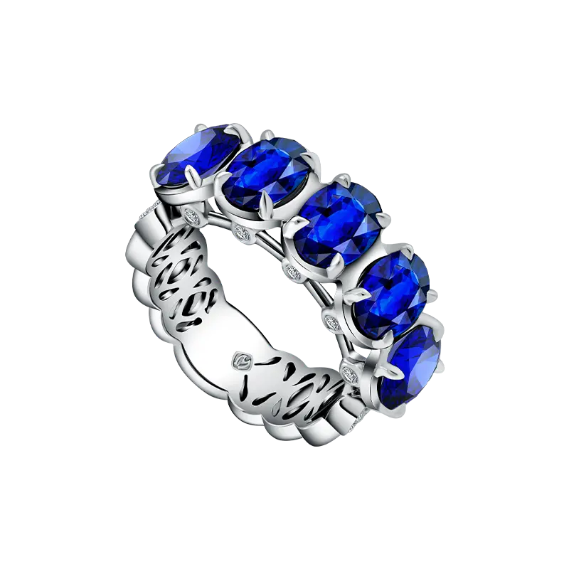 Blue Sapphire and Diamond Ring MONDIAL dengan Sapphire Biru dan Berlian Elegan