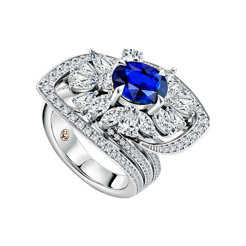 Model Cincin Berlian MONDIAL dengan Blue Sapphire Gala Collection