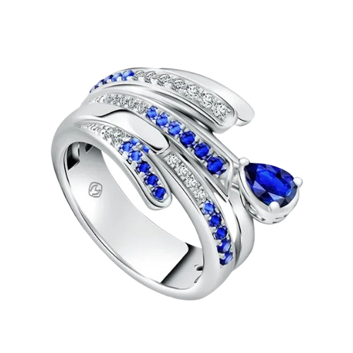 Kemewahan Blue Sapphire and Diamond Ring Skyflare dengan Certified Blue Sapphire