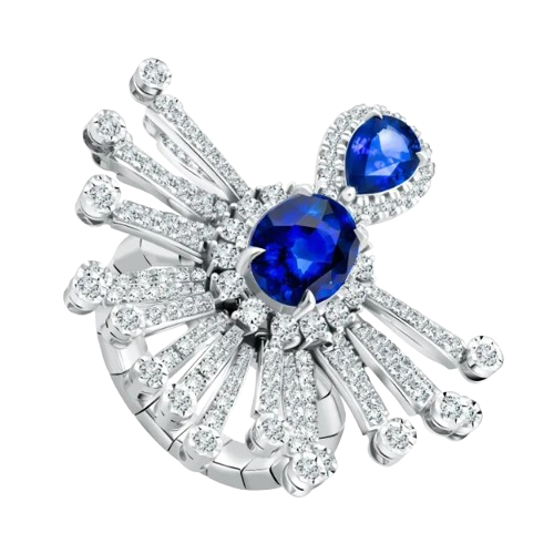 Blue Sapphire and Diamond Ring MONDIAL Memiliki Desain Unik