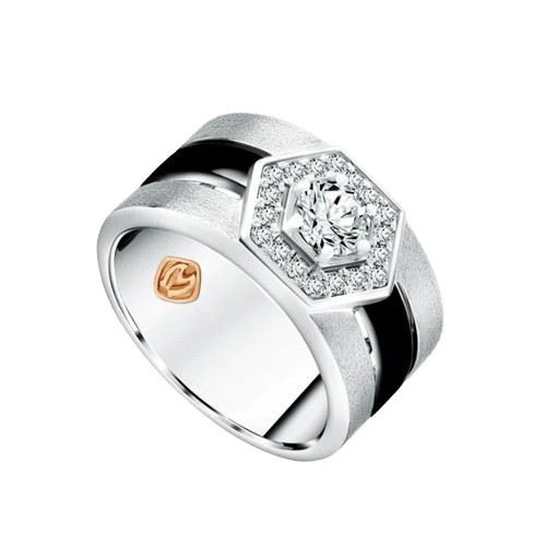 Desain Cincin Pria Bold dengan Berlian MONDIAL