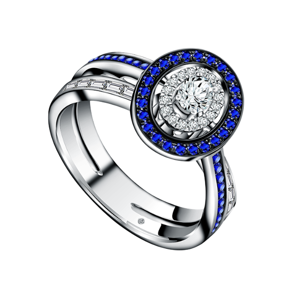 Cincin Blue Sapphire dan Berlian dari MONDIAL Azure di Moment Valentine