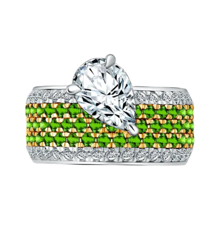 Cincin Wanita MONDIAL dengan Pear Diamond yang Memiliki Desain Unik