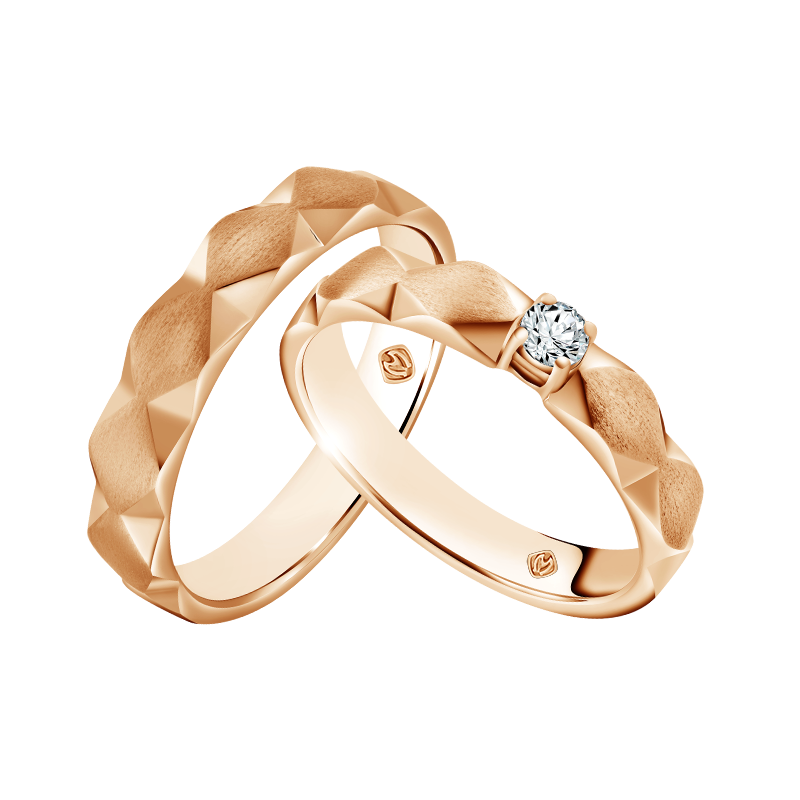 Diamond Couple Wedding Ring Rose Gold