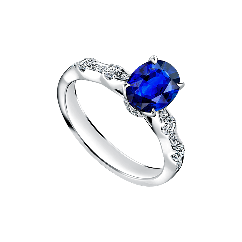 Cincin Wanita Berhias Birthstone Blue Sapphire