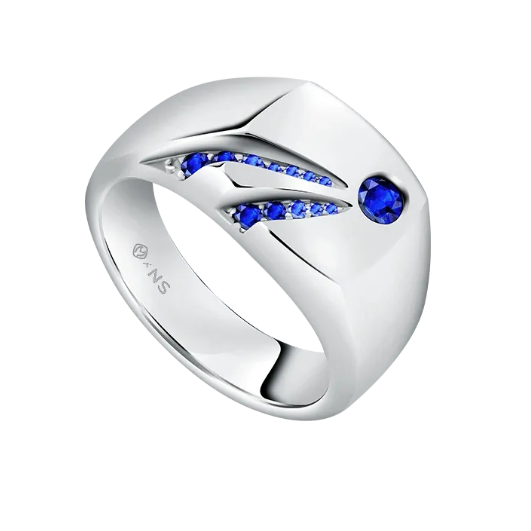 Maskulinitas dalam Desain Blue Sapphire and Diamond Ring MONDIAL Fire