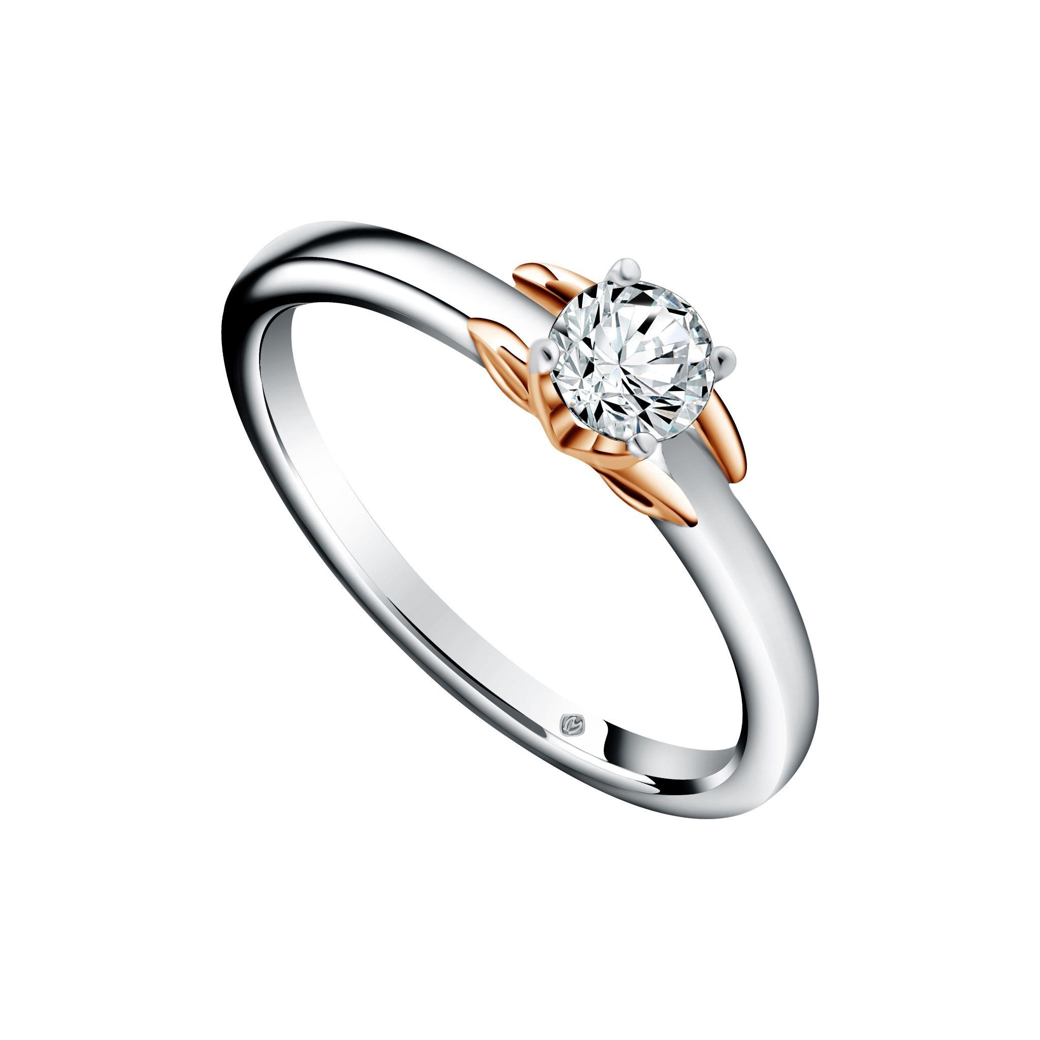 Cincin emas tunangan MONDIAL dengan nuansa white gold and rose gold.