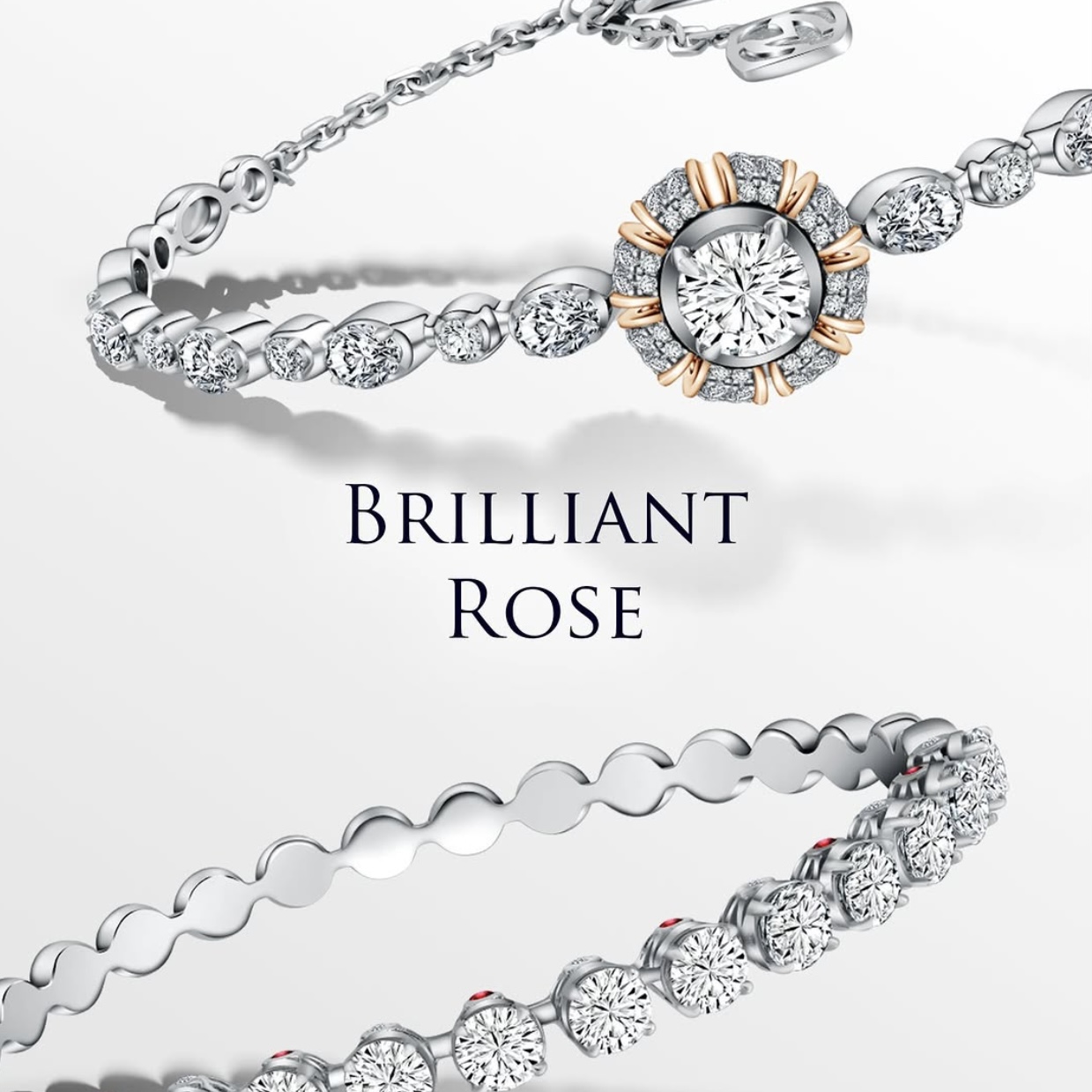 Bangle dengan Berlian Brilliant Rose dari MONDIAL