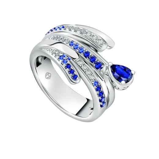Pesona Blue Sapphire and Diamond Ring MONDIAL Fire SkyFlare
