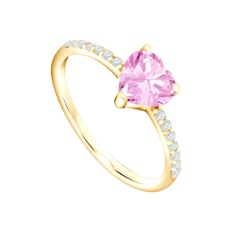Cincin Lovekey Pink Heart Emas 9K Untuk Gaya Simple Sehari-Hari