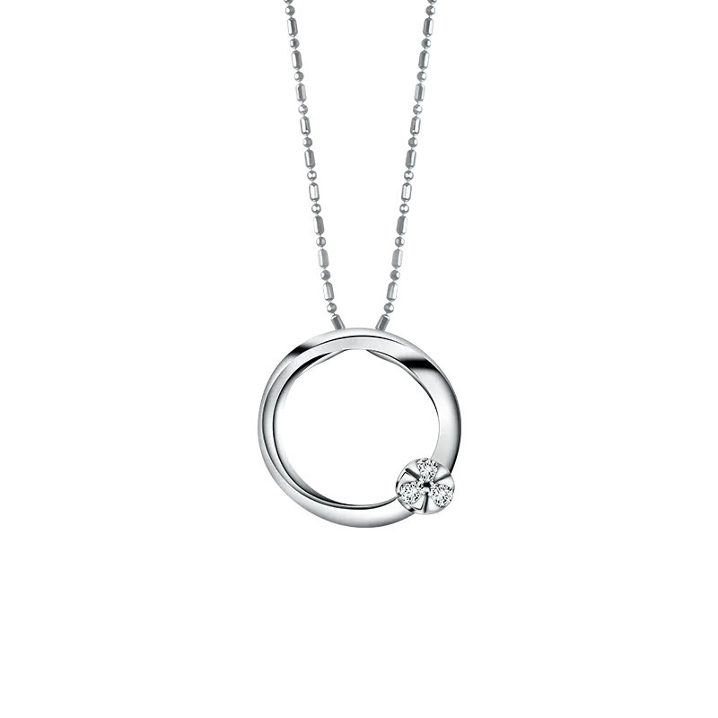 Liontin White Gold dengan Berlian Berbentuk Lingkaran Mewah