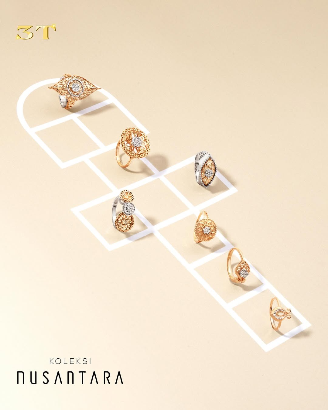 Cincin Emas dan Berlian dengan dari Koleksi Nusantara